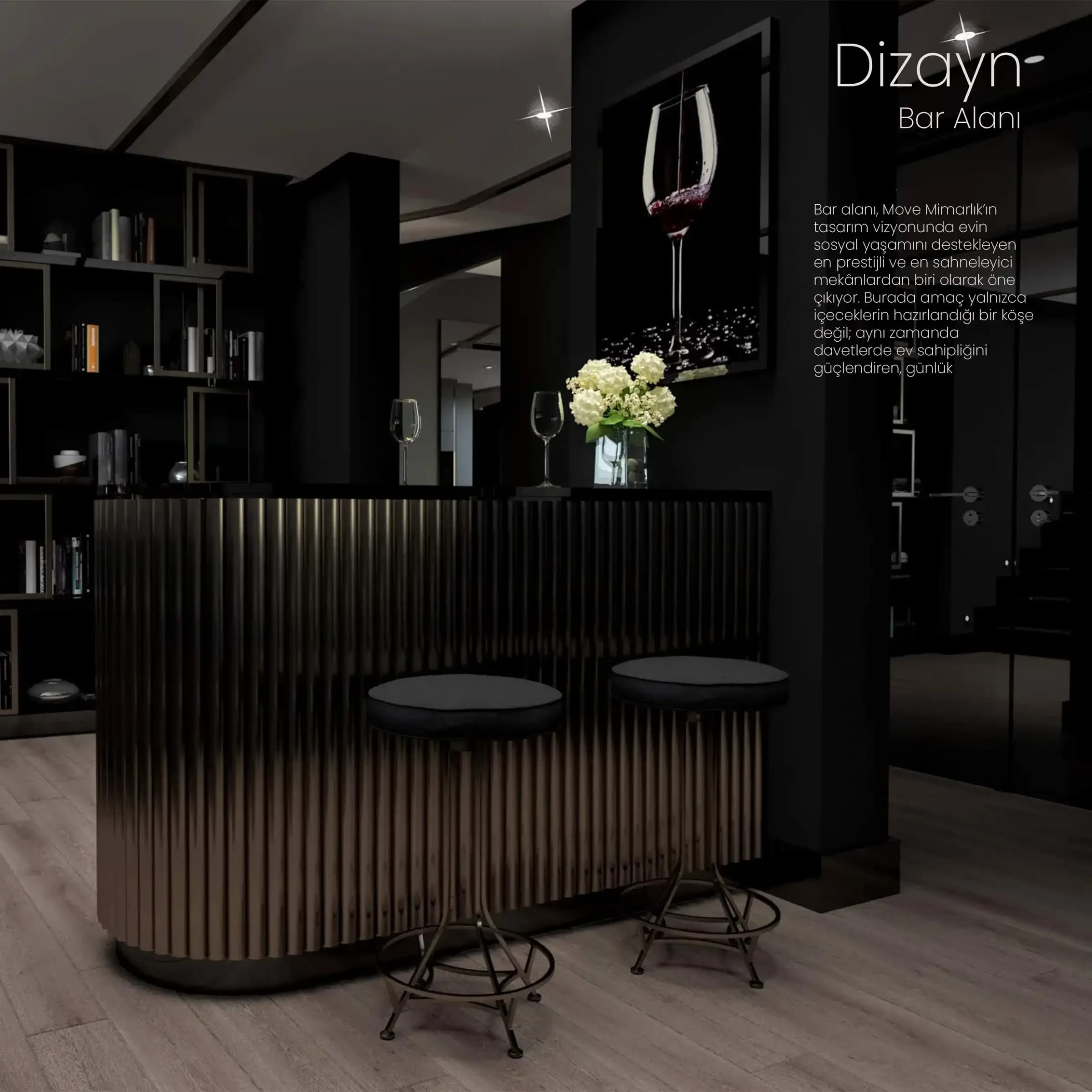 Ankara Çankaya Beytepe Inception lüks modern bar alanı iç tasarımı