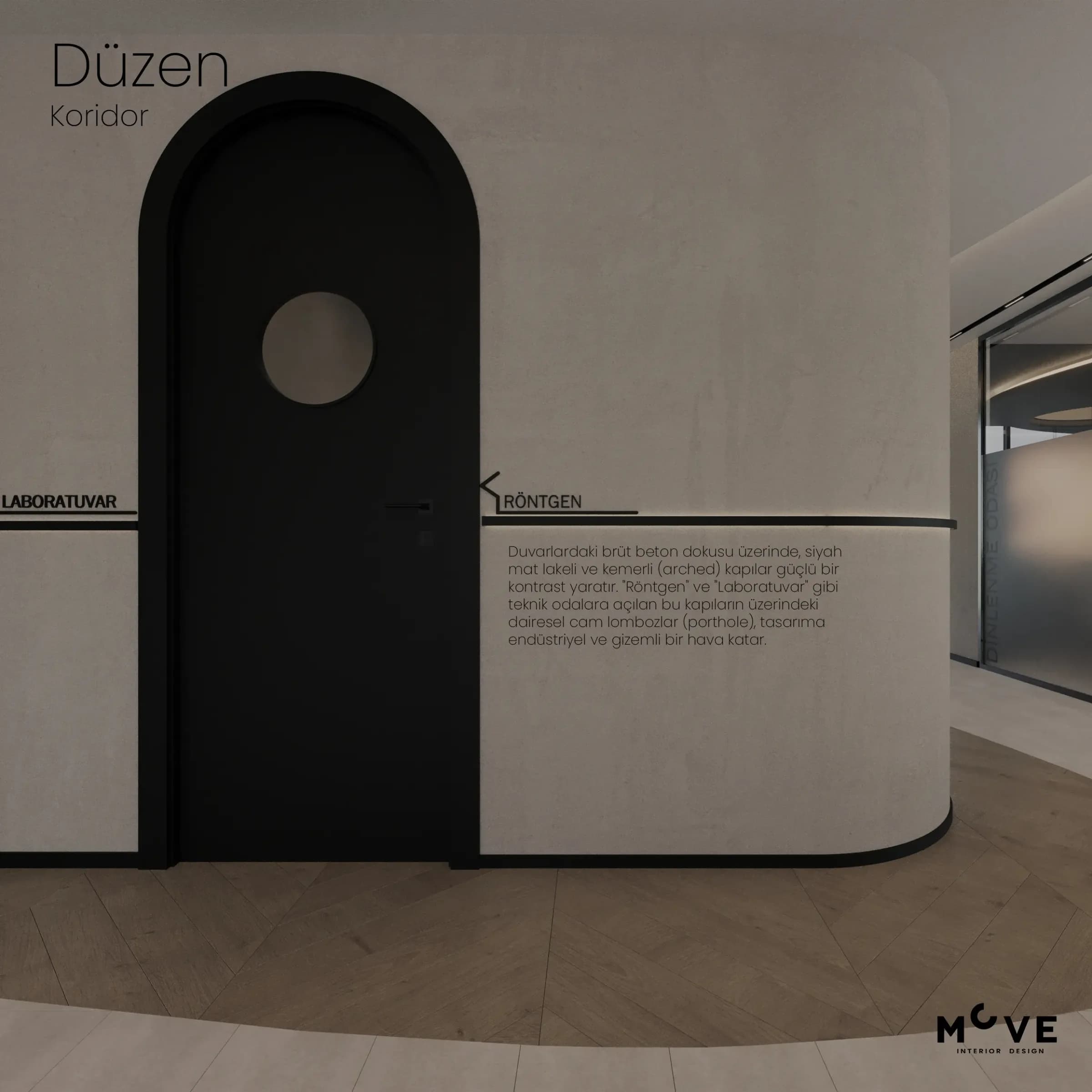 Ankara Çankaya Rota İncek Dr. Bülent Uludağ Diş Kliniği modern klinik koridor iç tasarımı