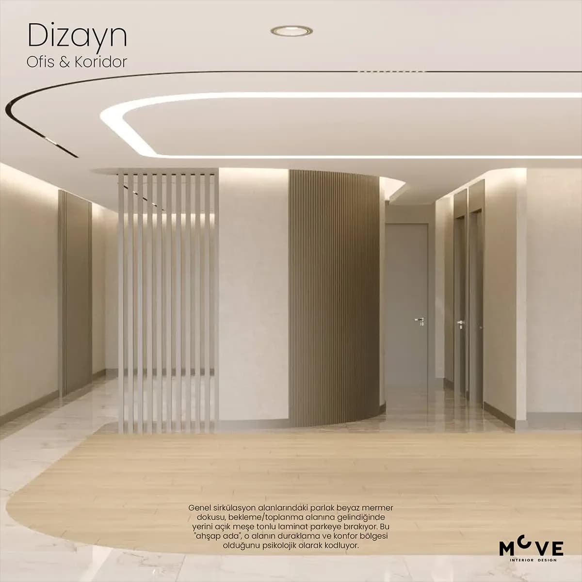 Ankara Çankaya Söğütözü Emre Bey YDA Center modern ofis koridor iç tasarımı